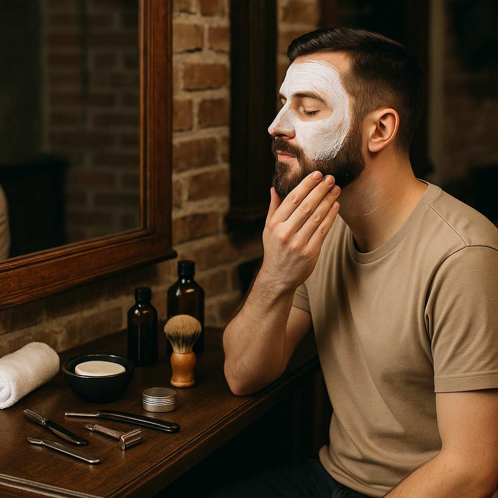 Uso de mascarillas faciales para el preafeitado